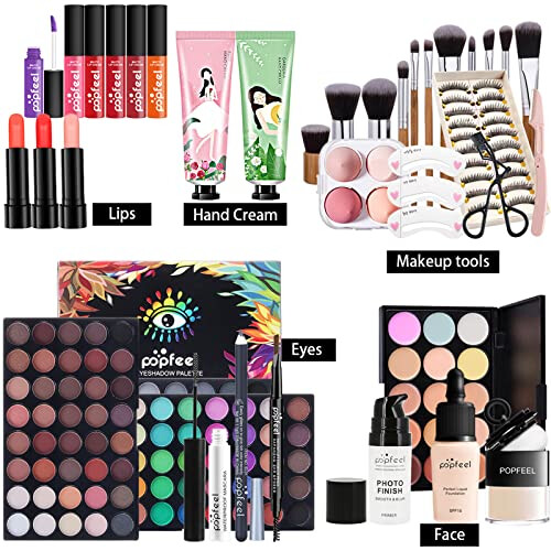 All-In-One Makeup Kit, 32 Pcs Complete Makeup Gift Set Full Kit Combination with Eyeshadow Blush Lipstick Concealer etc, Essential Starter Bundle for 1