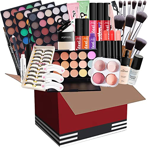 All-In-One Makeup Kit, 32 Pcs Complete Makeup Gift Set Full Kit Combination with Eyeshadow Blush Lipstick Concealer etc, Essential Starter Bundle for