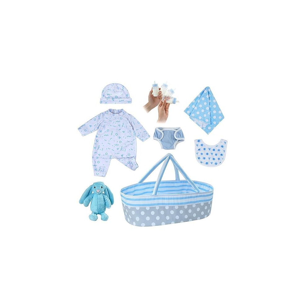 Reborn Dolls Accessories with Bassinet for 17 22 Inch Realistic Baby Doll Reborn Baby Dolls Clothes Outfit Accessories fit Lifelike Baby Doll Boy 8