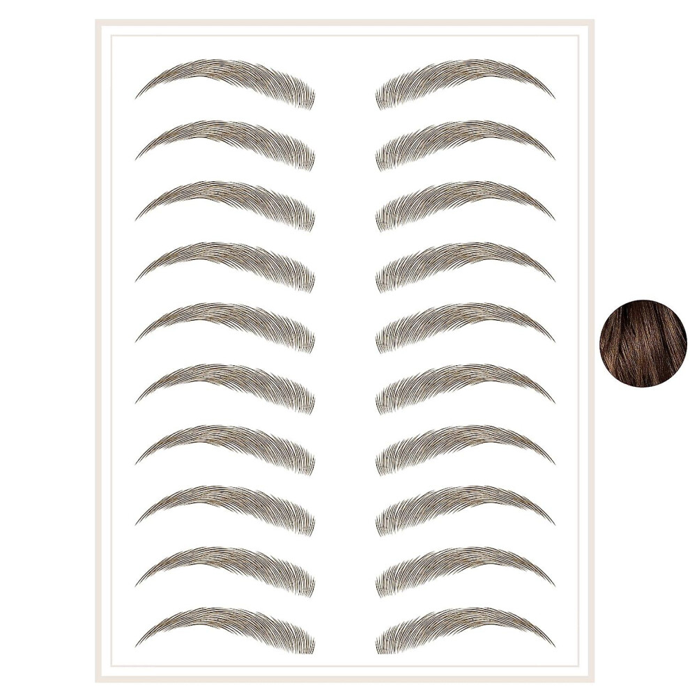 (Curved Medium ) Temporary Eyebrow Tattoos Waterproof Eyebrow Stickers, False Tattoos Hair Brown