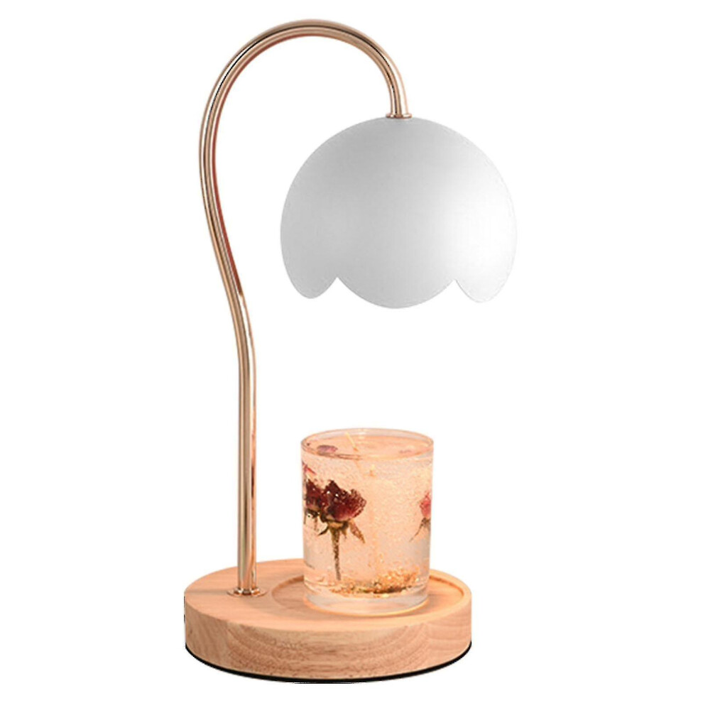Fragrance Candle Warmer Lamp Scented Wax Melting Dimmable Metal Candle Warmer Lantern With Wood Base For Bedroom Eu Plug