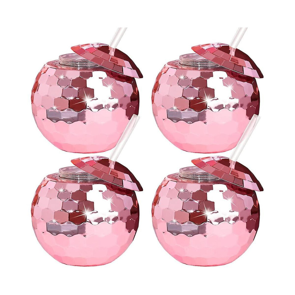 4pcs Disco Ball Cups Unique Cocktail Glasses Bar Tools Party Glasses Flashlight Straw Wine Goblets