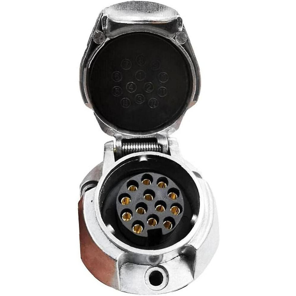 12V 13Pin Caravan Connectors Couplers Metal Trailer Sockets Boat Trailer Spare Parts(Color:silver)(1Pcs) Silver