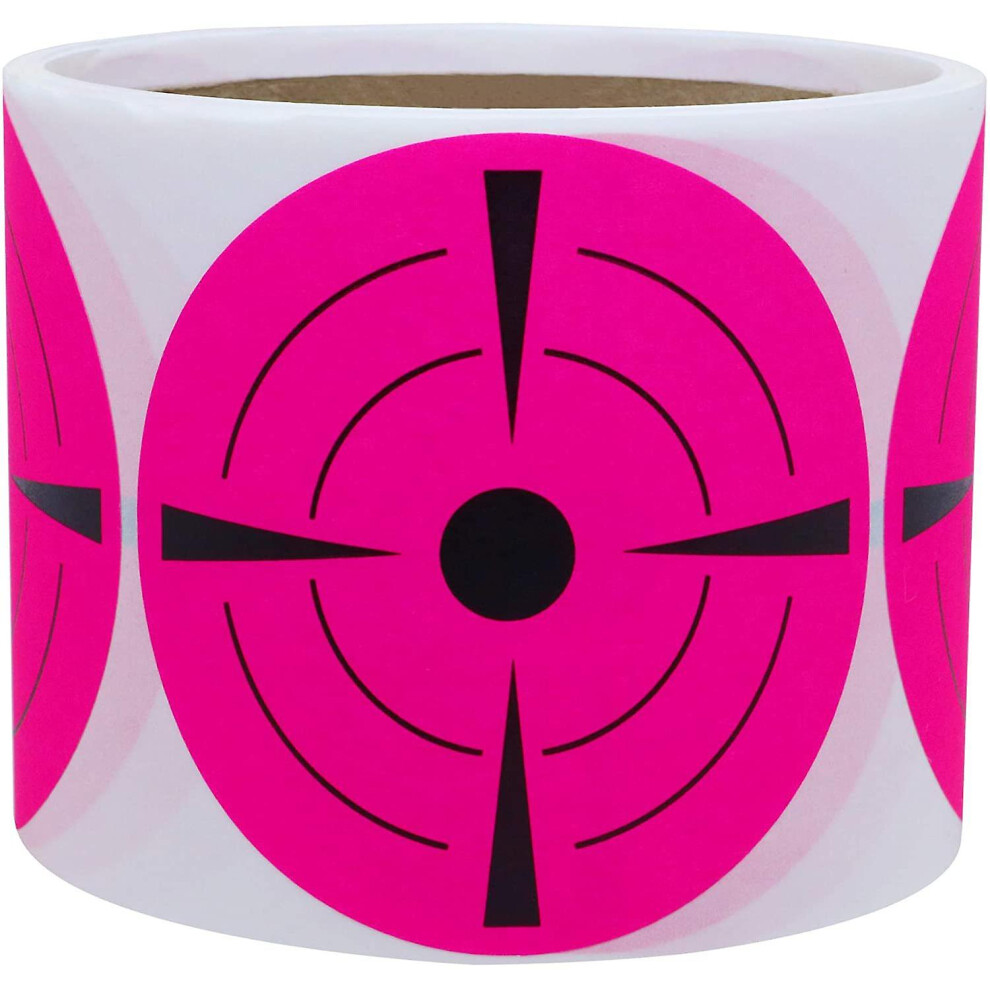 (Pink) 3 Inch Round Adhesive Target Pasters Fluorescent Shooting Targets Stickers Target Dots for Shooting Total 150 Pcs