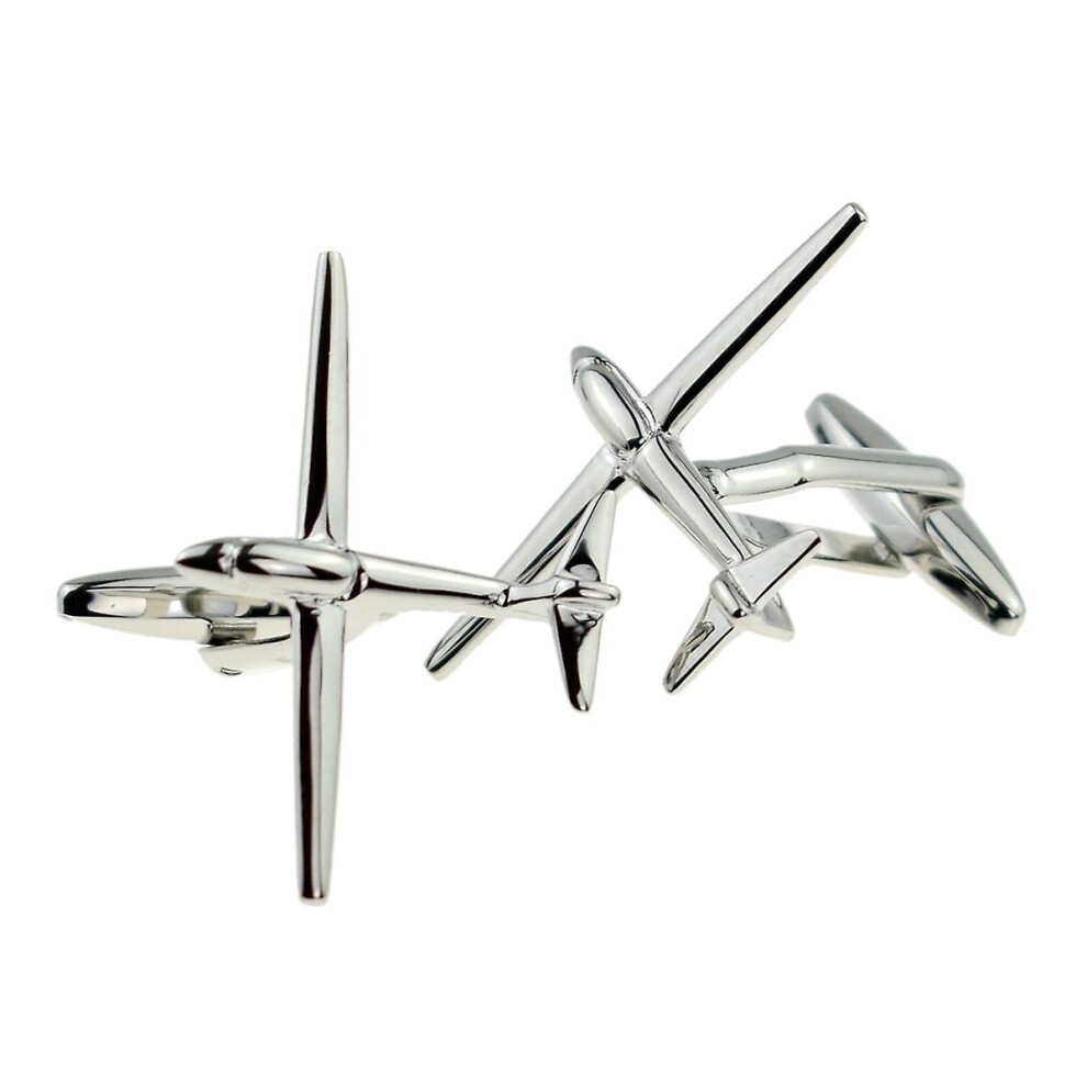 Glider Cufflinks - Gift Boxed - Pilot Gliding - Aeroplane Plane Aircraft Silver