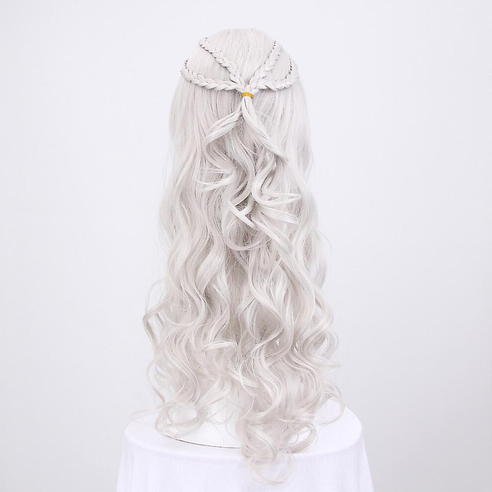 Unisex Cosplay Wig Cosplay For Women, Daenerys Wig Long Blonde Curly Khaleesi Wig For Halloween Costume