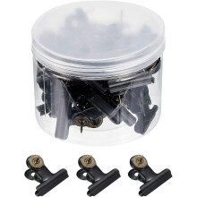 Push Pin Clips, 30 Pack Metal Thumb Tacks with Clip for Office Artwork Cork Board, Black
