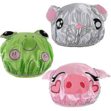 3 Pcs Waterproof Reusable Bathing Cap Kids Funny Cartoon Animal Shower Caps Set WHBYV