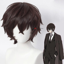 Qian Dazai Osamu Wig Anime Bungo Stray Dogs Cosplay Short Brown Black Heat Resistant Synthetic Hair Halloween Party Wigs Wig Cap