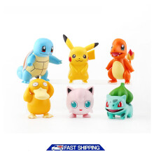6pcs Pokemon Pikachu Figures Toys Display Cake Toppers Kids Party Gift