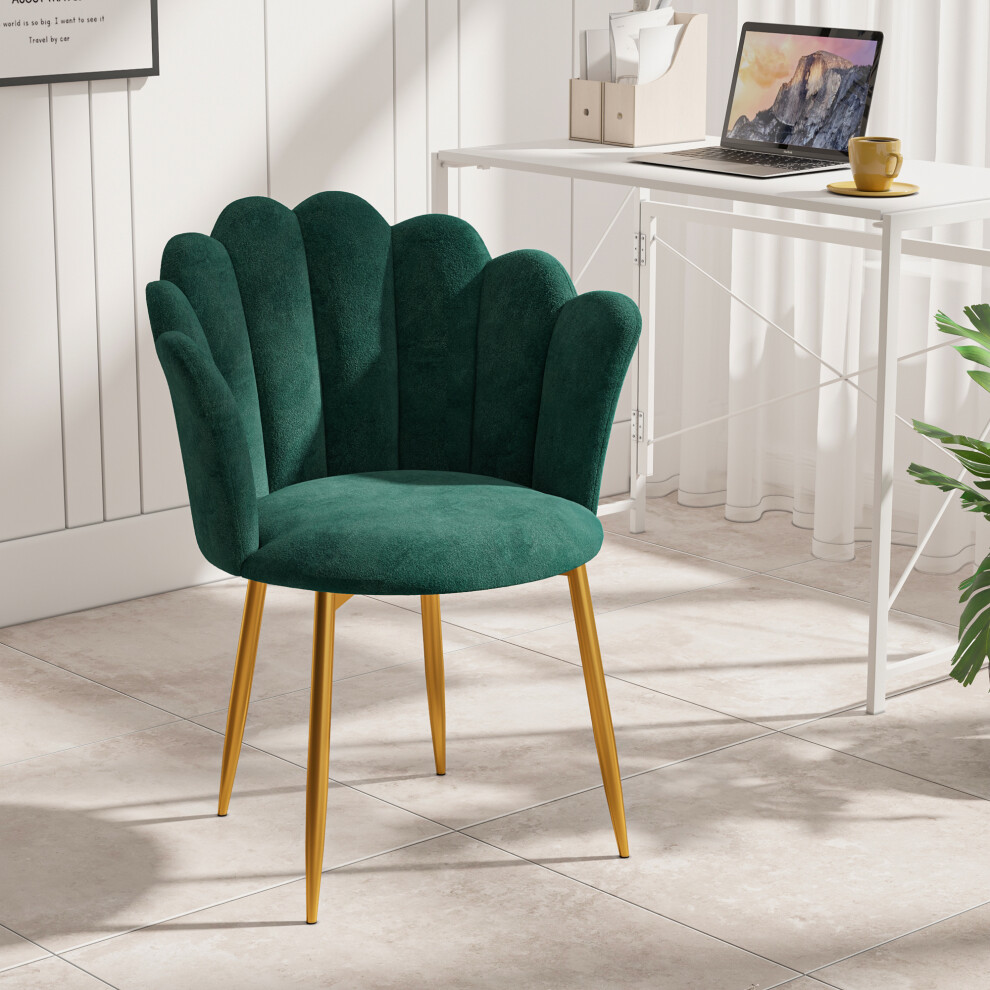 (Green) Armchair Tub Chair, Velvet Shell Chair Single Sofa Chair Accent Chair with Gold Plating Metal Legs, Leisure Chair