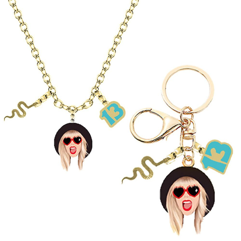 2023 Taylor Swift Singer Necklace Keyring Jewelry Set Pendent Necklaces And Keychain Xmas Gifts For Adult Kids Swiftie Fans