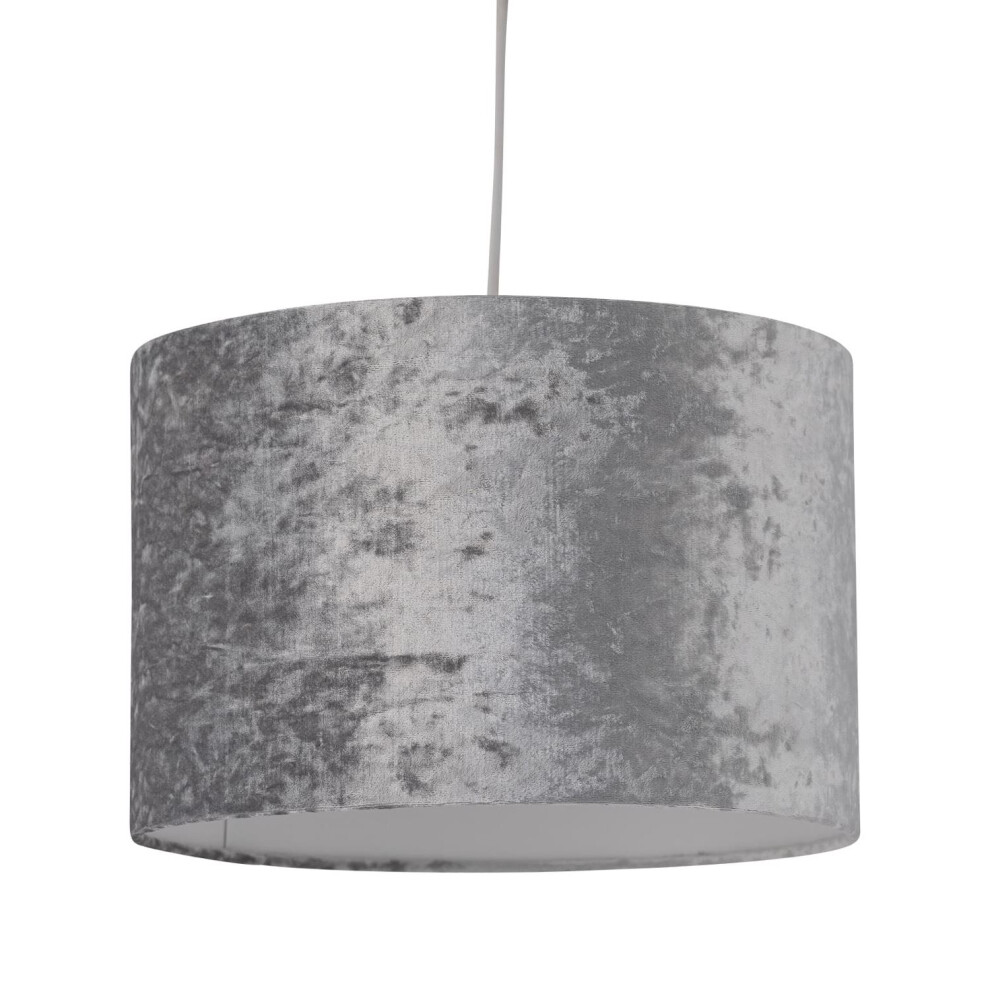 Grey Crushed Velvet 25cm Pendant Lightshade