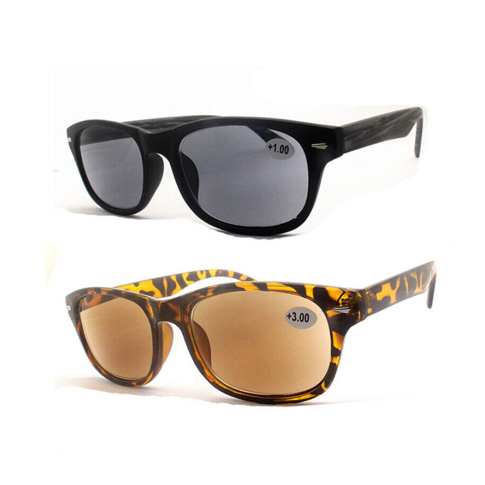 Newjass (=+1.00 Strength, Black) Tinted Sunglasses Reading Glasses Mens Womens Readers Uv