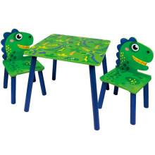 (Dino) Kids Wooden Table & 2 Chairs Themed Set Room Desk