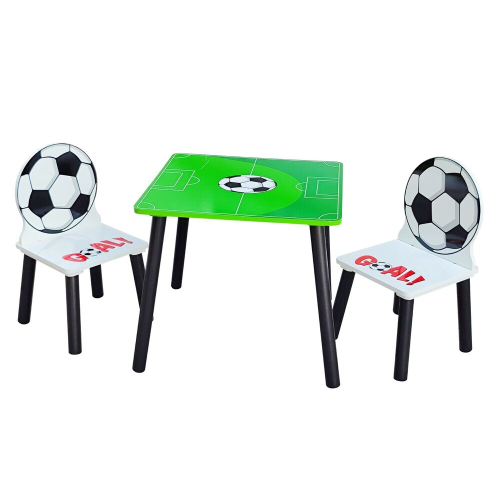 (Football) Kids Wooden Table & 2 Chairs Themed Set Room Desk