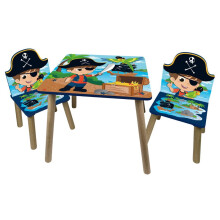 (Pirate) Kids Wooden Table & 2 Chairs Themed Set Room Desk