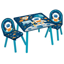 (Space) Kids Wooden Table & 2 Chairs Themed Set Room Desk