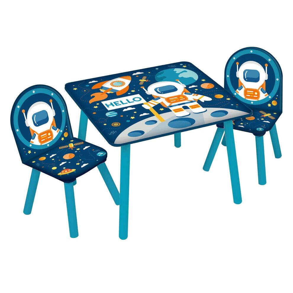 (Space) Kids Wooden Table & 2 Chairs Themed Set Room Desk