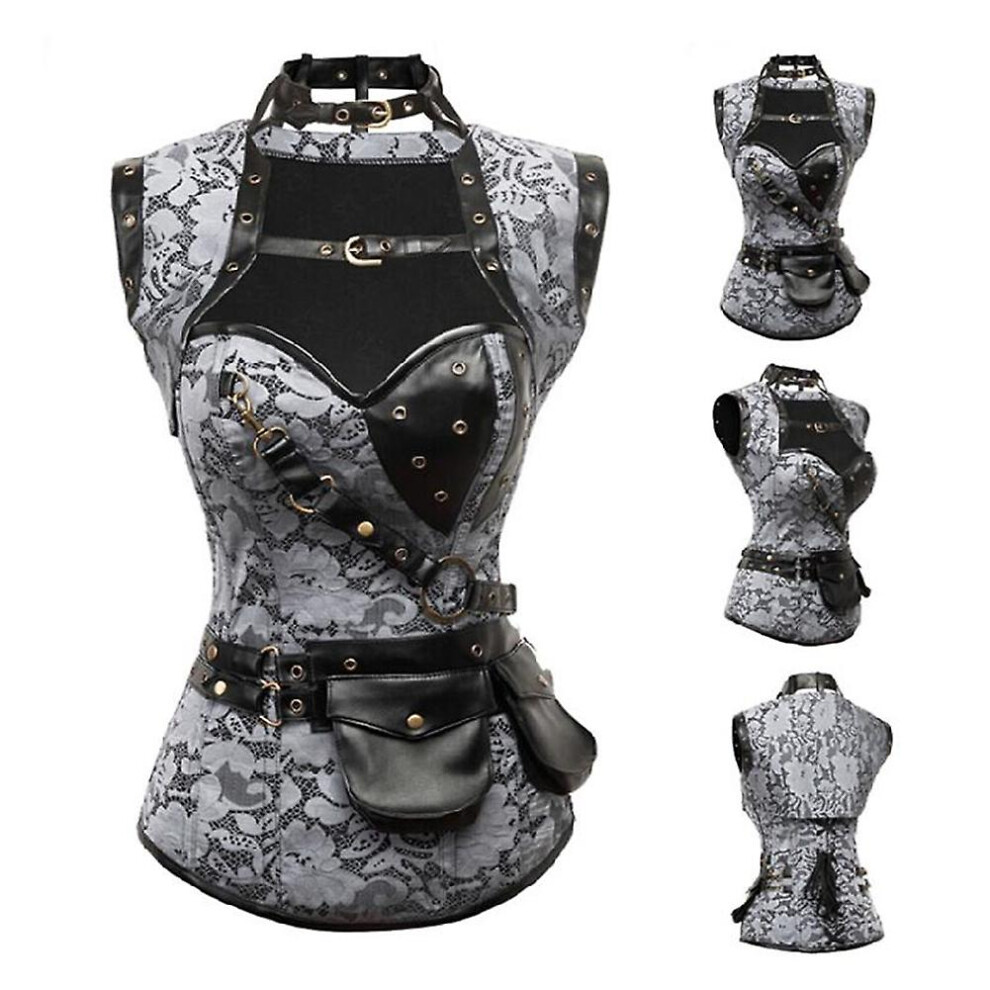 Gothic Retro Vintage Tapestry Steampunk Corset With Chain