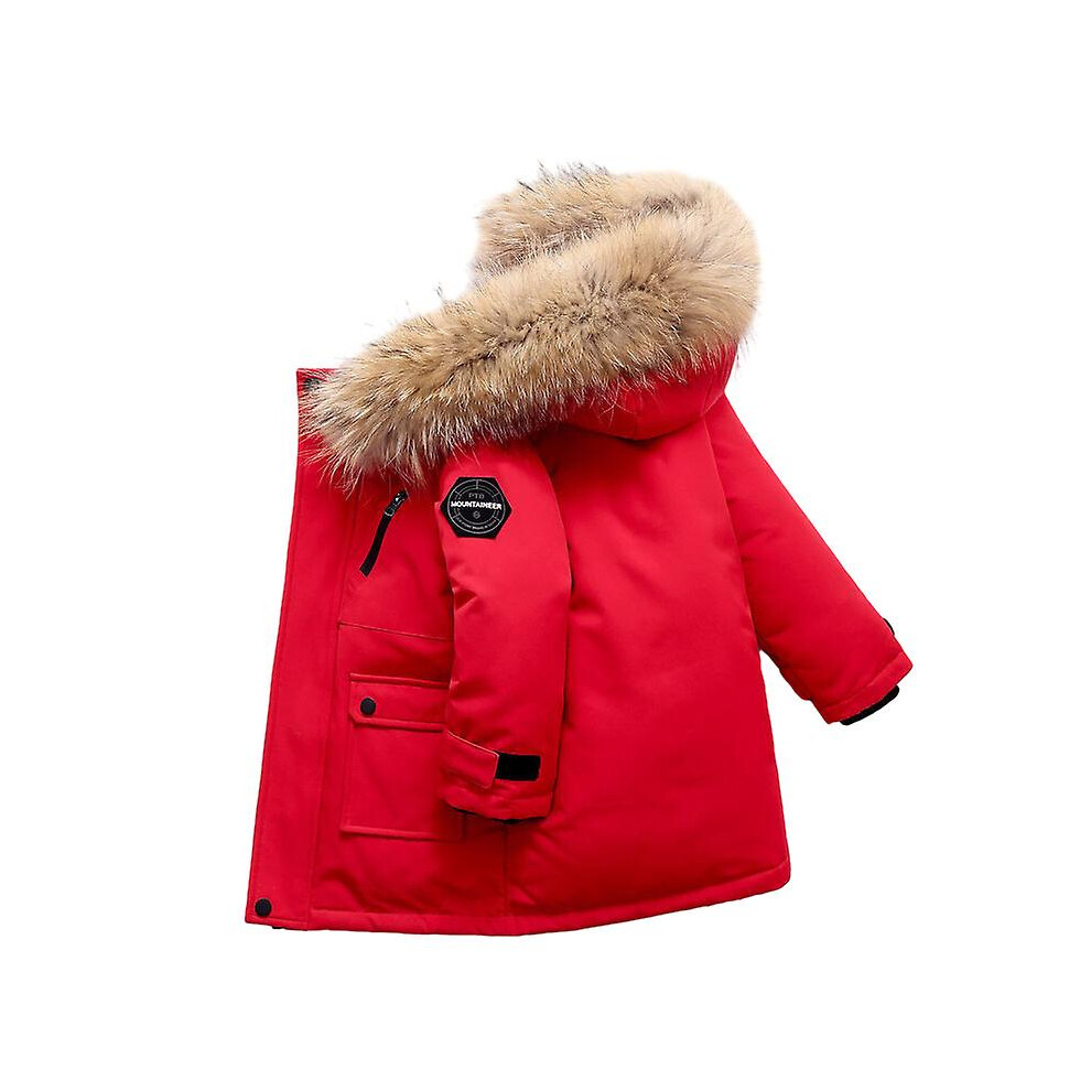 (RED, 150cm) Boys Winter Jacket Kids Hooded Down Coats Warm Parka