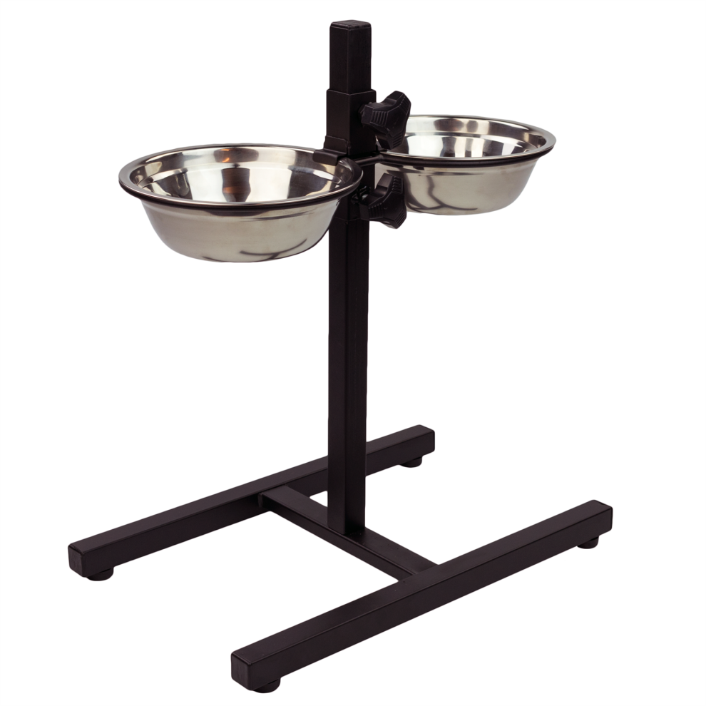 KCT Adjustable Height Pet Dog Feeding Stand with 2 Bowls - Large