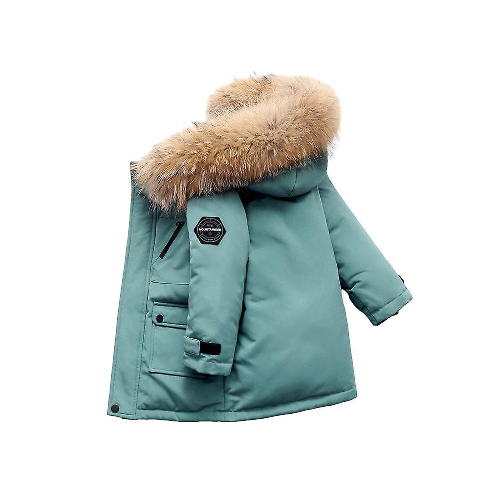 (green, 110cm) Boys Winter Jacket Kids Hooded Down Coats Warm Parka