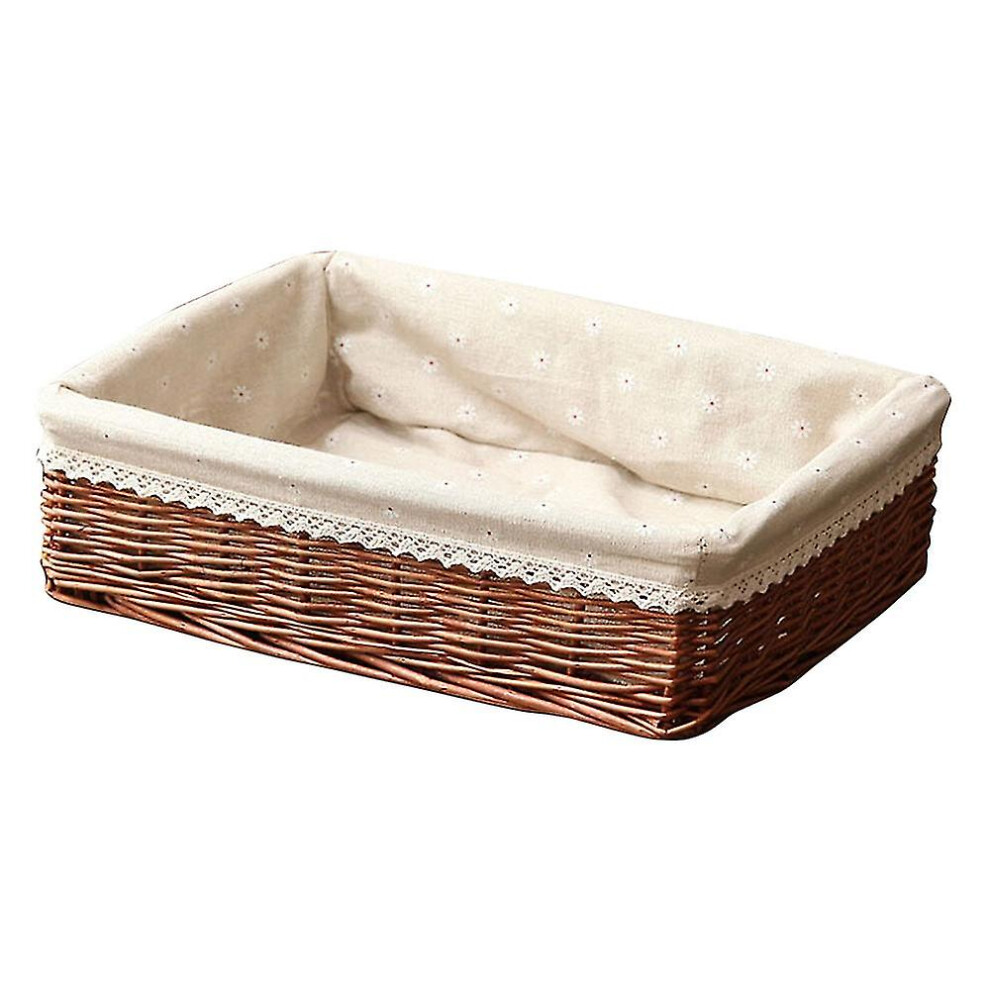 Handmade Wicker Bread Basket Compatible Home Candy Sundries Organizer