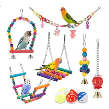 Safe Non-Toxic Bird Toys 11pcs set Parrot Bite Toy Bird Cage Accessories