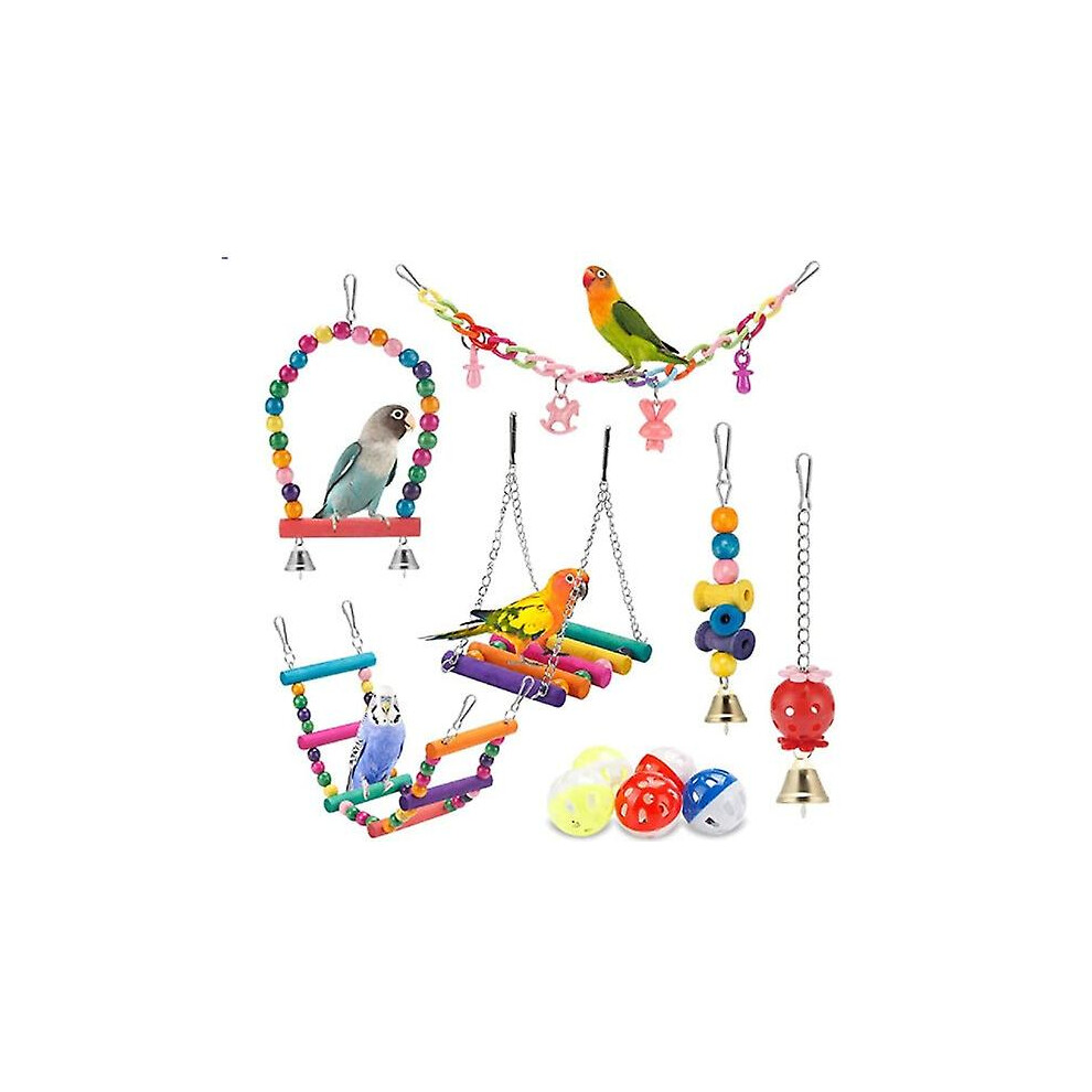 Safe Non-Toxic Bird Toys 11pcs set Parrot Bite Toy Bird Cage Accessories