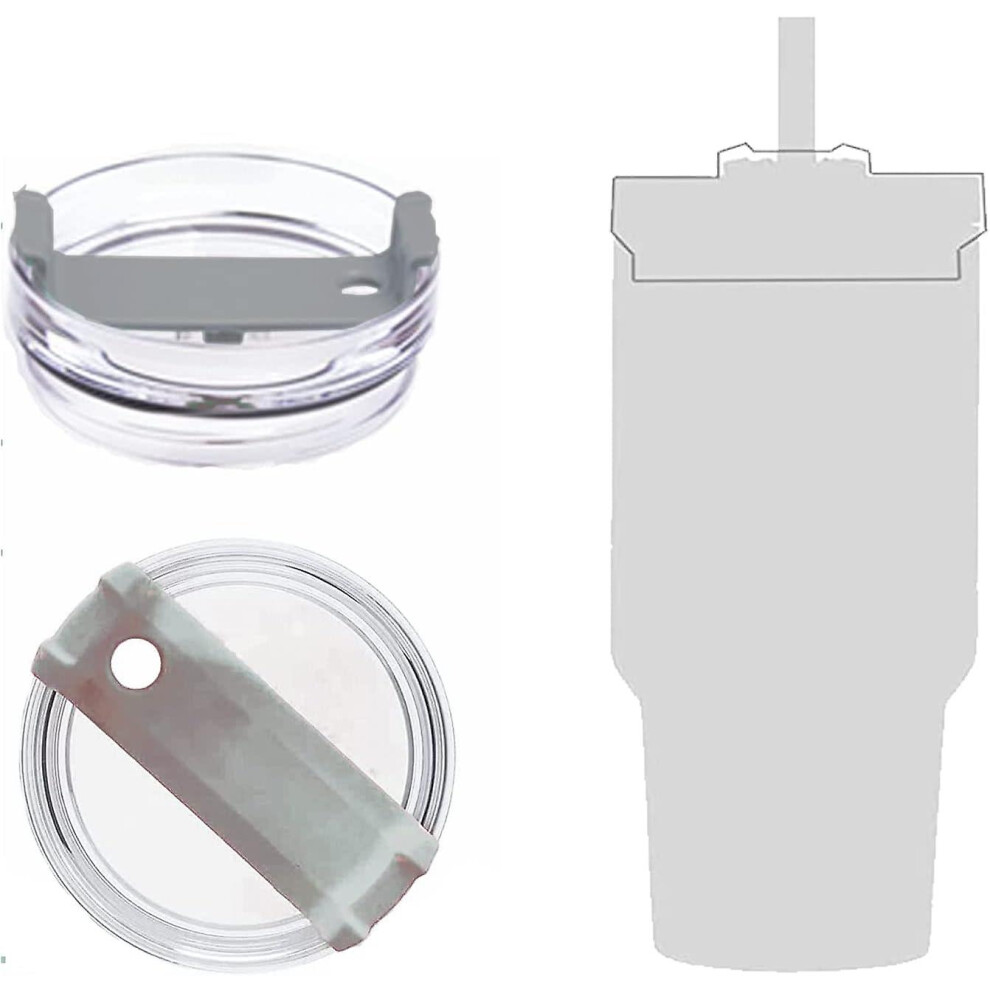 (Grey) 2Pcs 40 Oz Tumbler Lid Compatible Stanley, Spill Proof Splash Resistant Tumbler Covers For Stanley And More Coffee Mugs Grey