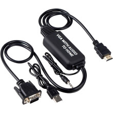 Câble adaptateur VGA vers HDMI, 4ft avec audio pour PC, ordinateur portable vers moniteur, écran, HDTV