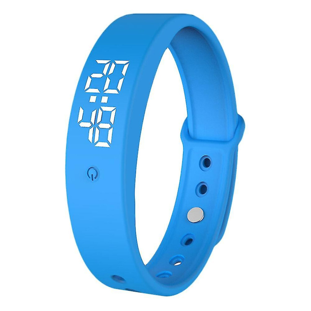 Blue (Blue) V9 Body Temperature Monitor Thermometer Vibration Alarm Wristband Smart Bracelet