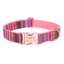 (Pink, S?1.5*40CM) Personalised Dog Collar Custom Name Phone Number Embroidered Pet Puppy Collars