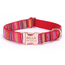 (Red, M?2.0*50CM) Personalised Dog Collar Custom Name Phone Number Embroidered Pet Puppy Collars