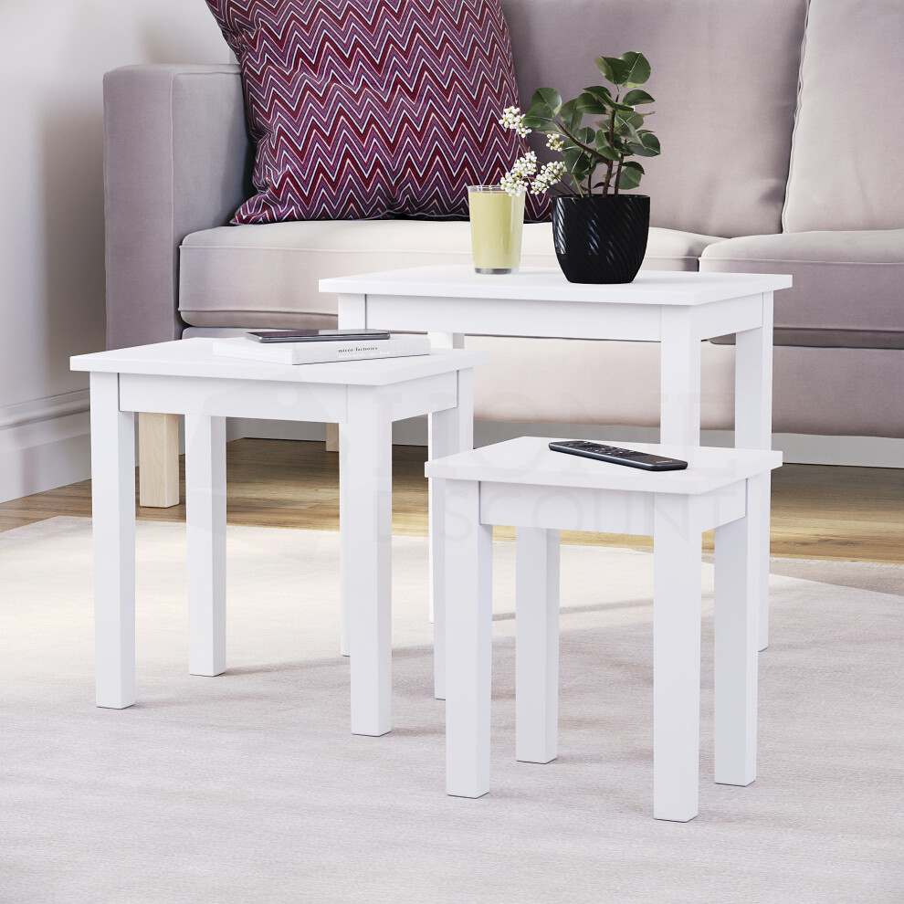 (White) Vida Designs Yorkshire Nest of 3 Wooden Tables