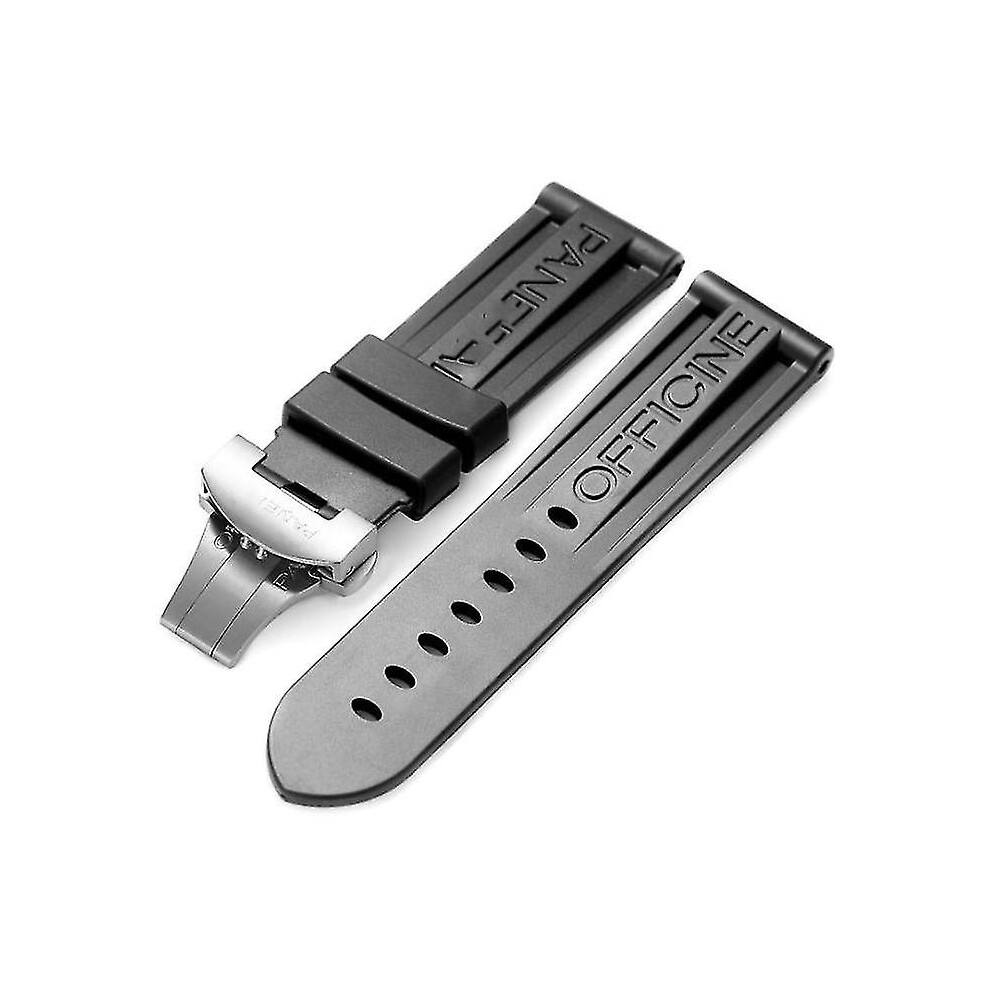 Black Watch Band Silicone Rubber Watch Band Replacement For Panerai Strap Tools Steel Buckle