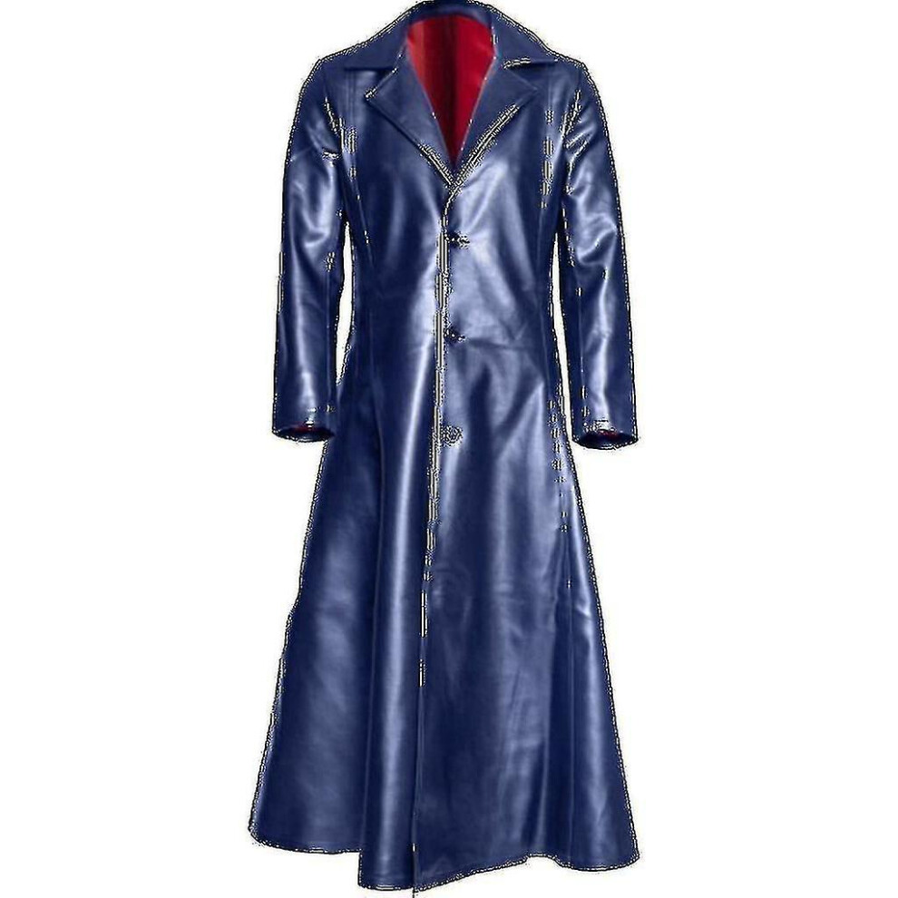 Men's Fashion Gothic Long Coat Leather Coat Faux Leather Jacket Jackets S-5xl S