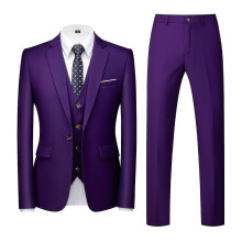 Mile Men's 3 Pieces Suit Elegant Solid One Button Slim Fit Party Suit Sets-b
