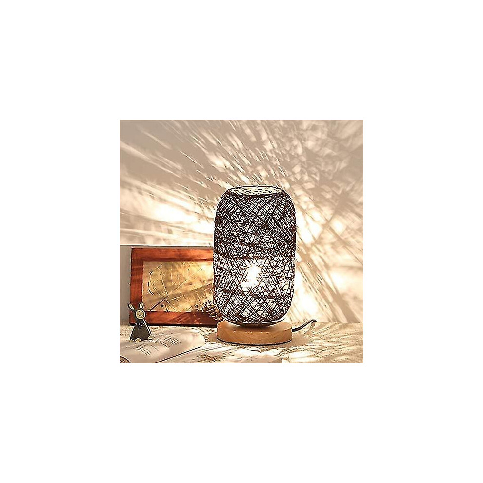 Modern Bamboo And Rattan Bedside Lamp - Creative Modern Table Lamp With Wooden Base - Personalized Decoration - Dimmable Led Lamp - Bedside Lamp For L