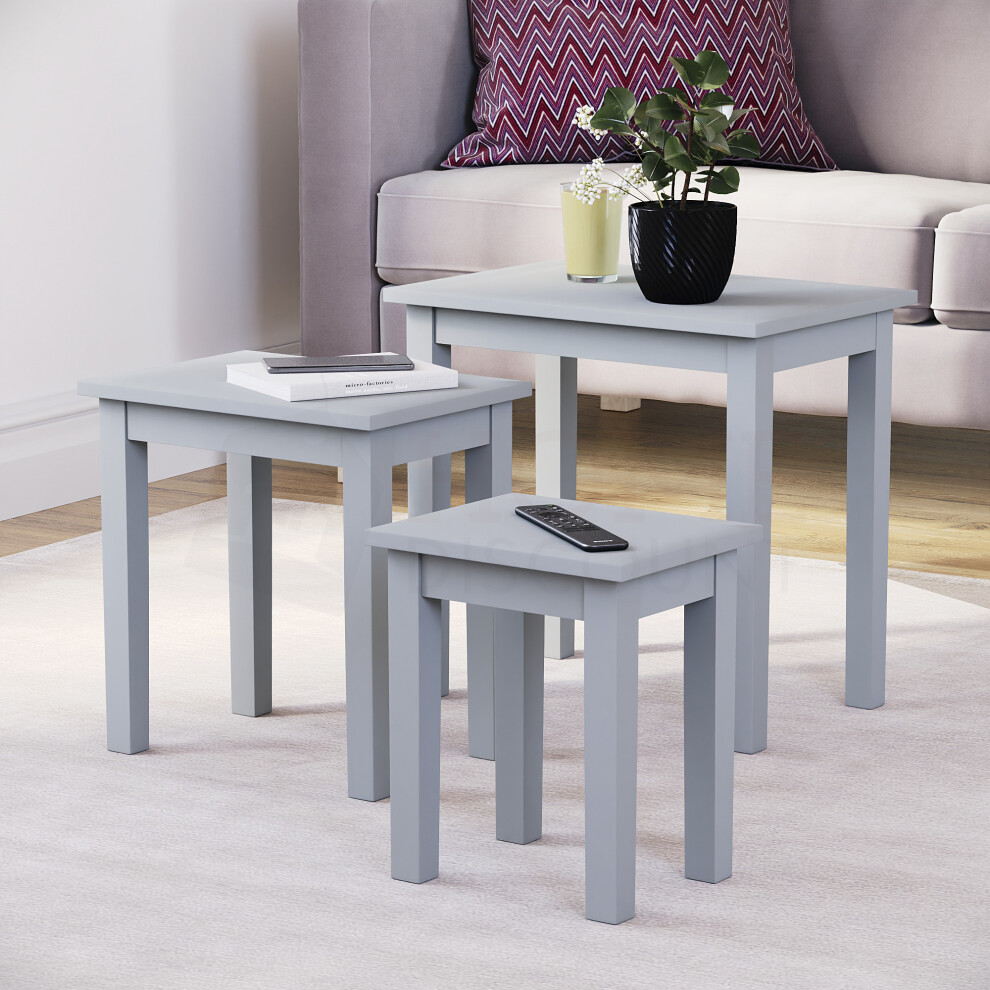 (Grey) Vida Designs Yorkshire Nest of 3 Wooden Tables