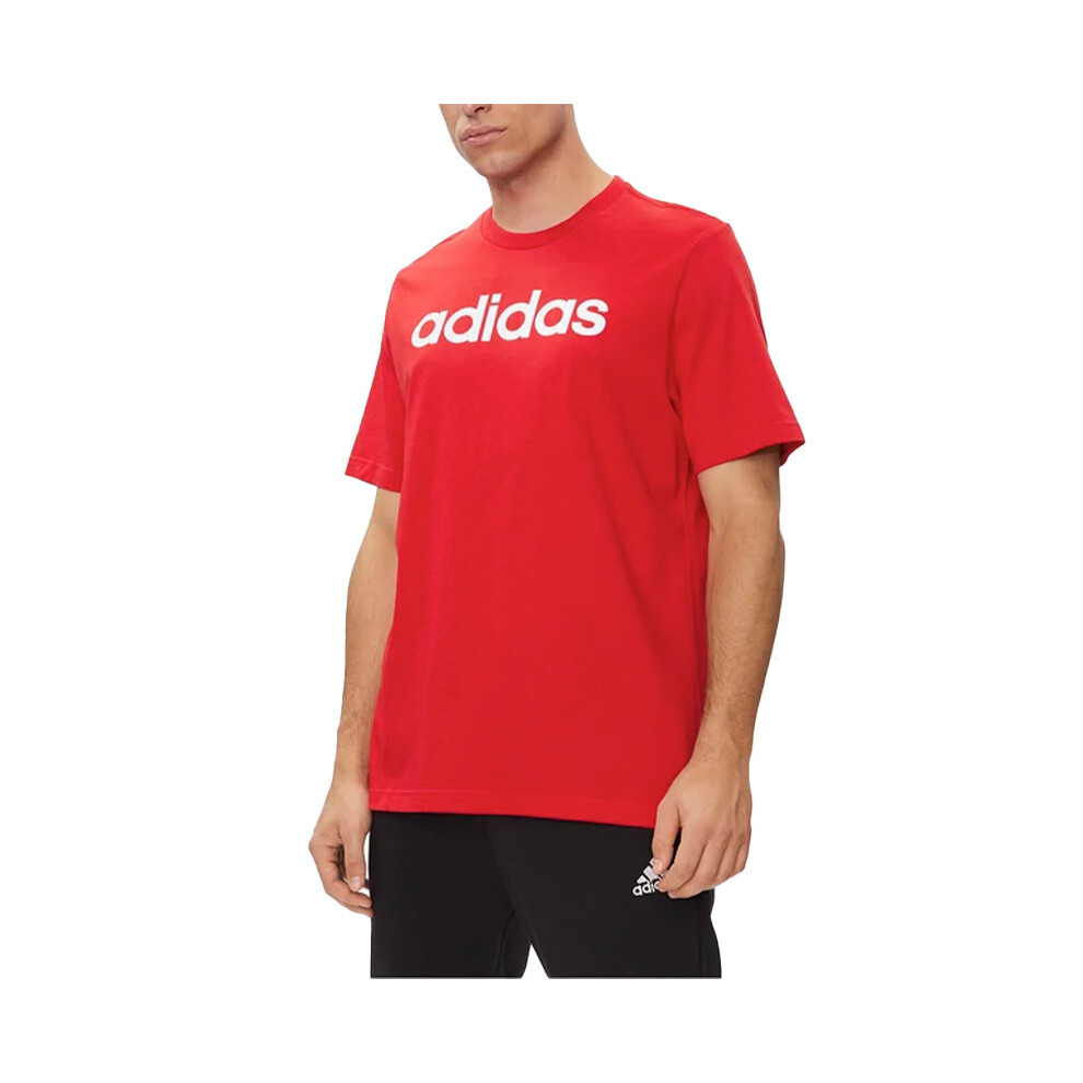 Adidas (, S) Essentials Mens T Shirts Embroide Logo Red
