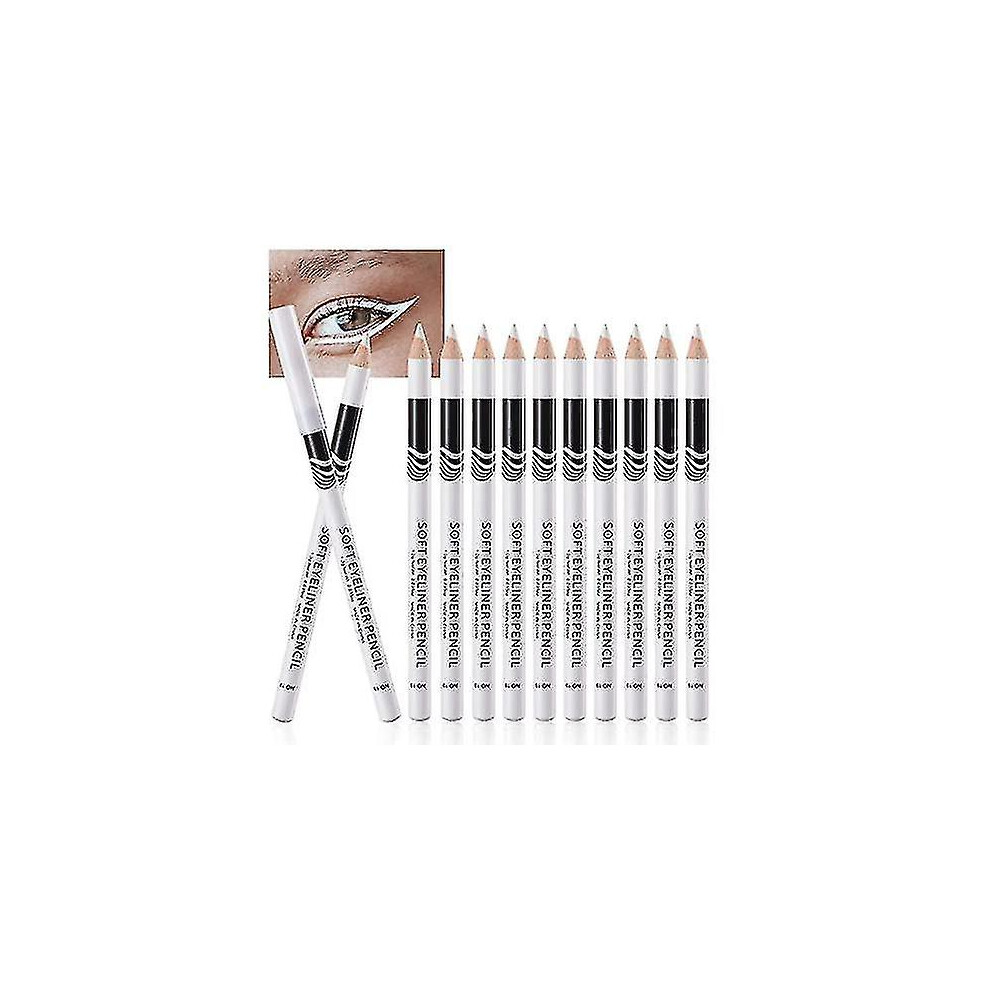 White 12 Pcs Eyeliner Pencils, Professional Highlighters Eye Liner Pencils Eye Brightener, Eye Liners Makeup Pencils Waterproof Long-Lasting Eye