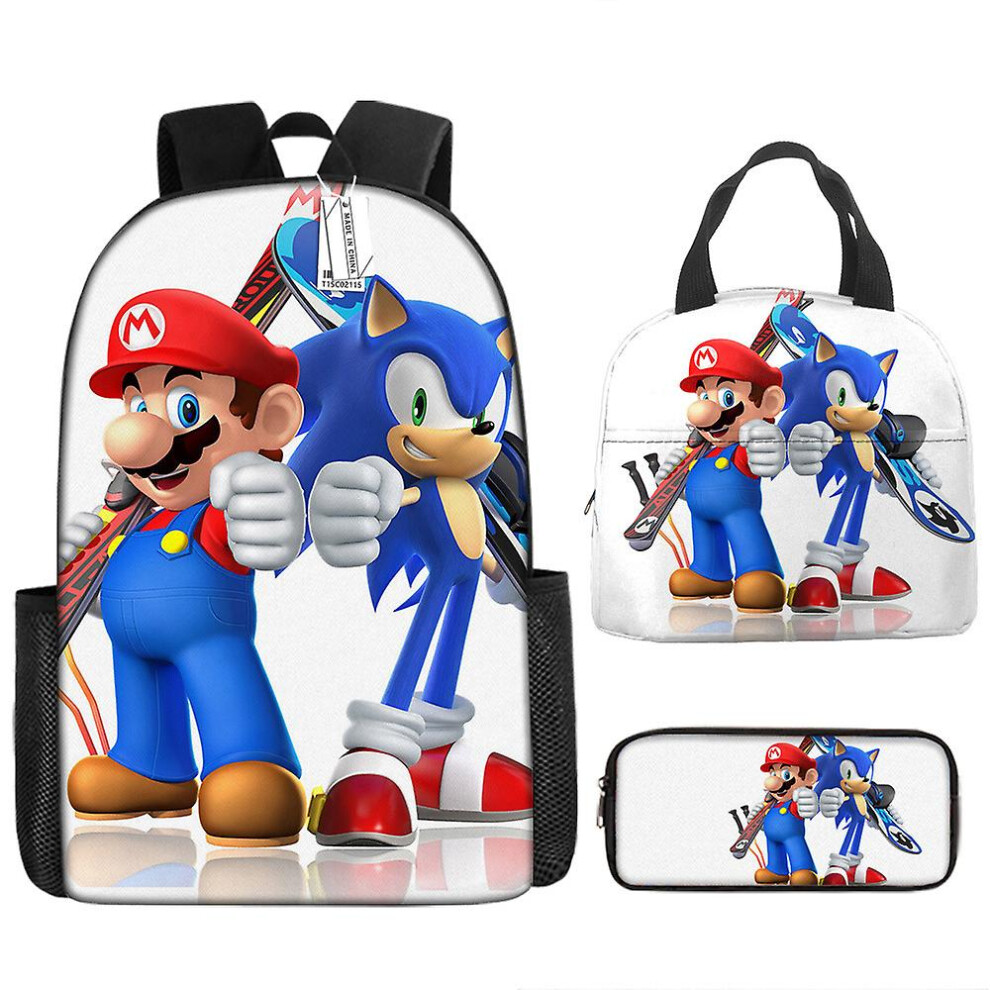 Mario Mario School Bag Anime Cartoon Backpack Student School Bag Super Mario Lunch Bag