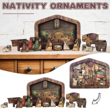 Kids Gift Nativity Puzzle With Wood Burned Design,wooden Jesus Puzzle Game Nativity Set Photo Frame