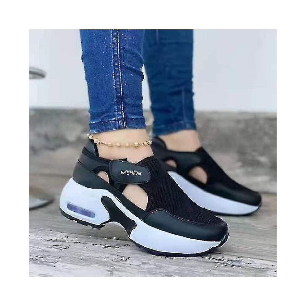 Orthopedic Air Cushioned Sole Flying Woven Sneakers For Women's Walking Shoes Casual