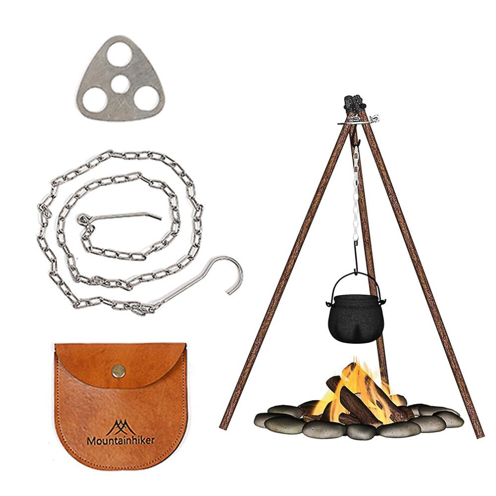 Outdoor Camping Picnic Camping Rack Hanger Pot Bracket 3-Holes Campfire Firewood Triangular Buckle S