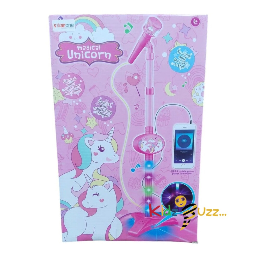 Machine Microphone Adjustable Stand Music Play Toy Girls Unicorn