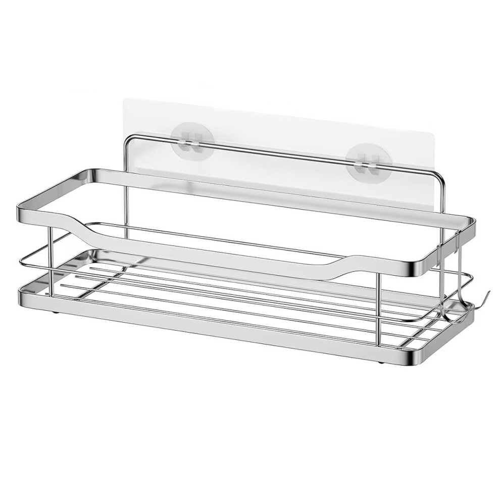 Self Adhesive Shower Shelf Rack Storage Organiser Stainless Steel Silver