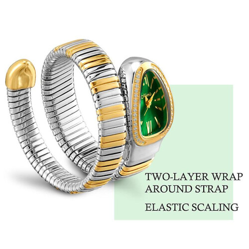 (Q9) Women's Snake Shape Bangle Bracelet Watch 1